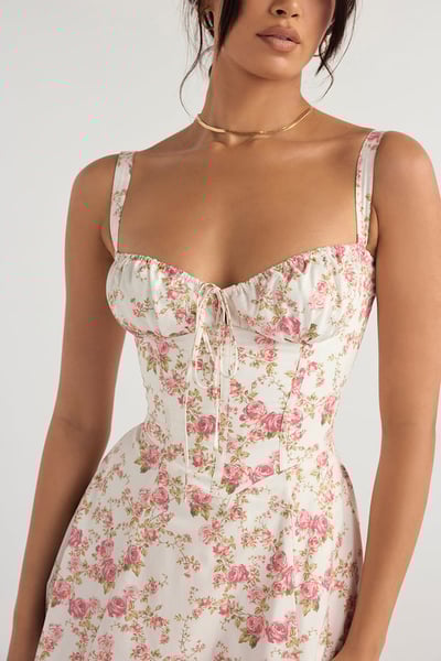 Square Neck Low Cut Sexy Slit Corset Dress