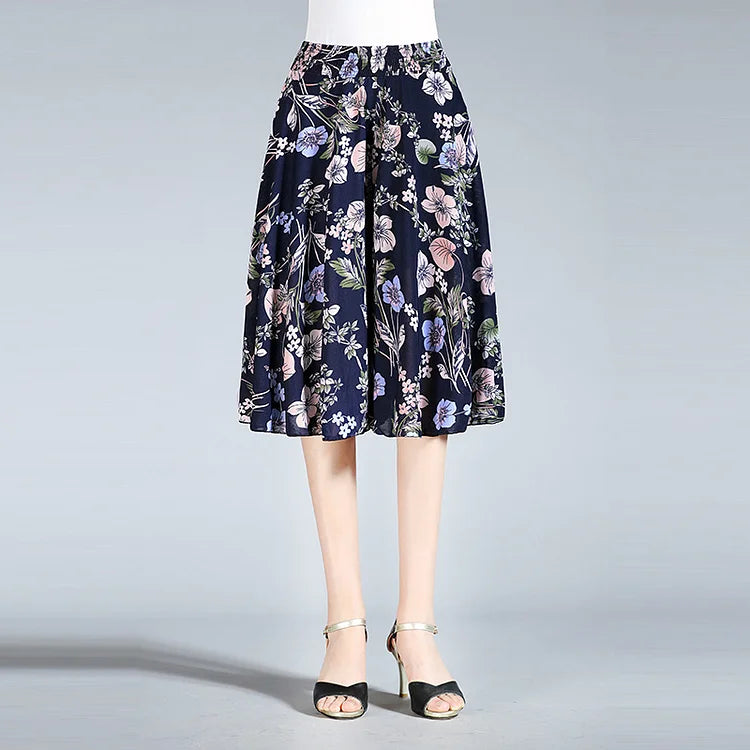 hot-sale-45-off-womens-high-elastic-waist-pleated-chiffon-wide-leg-culottes