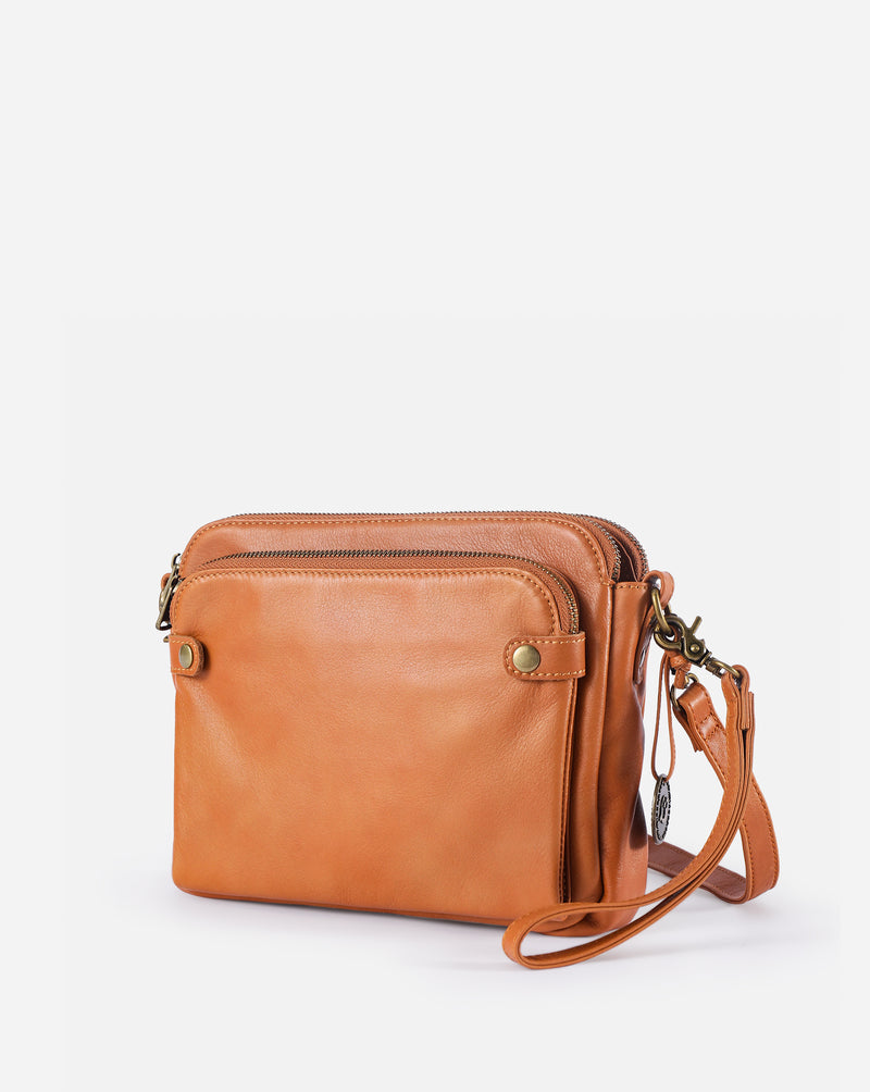 Flyrage Three-Layer Leather Crossbody Shoulder & Clutch Bag 2.1L