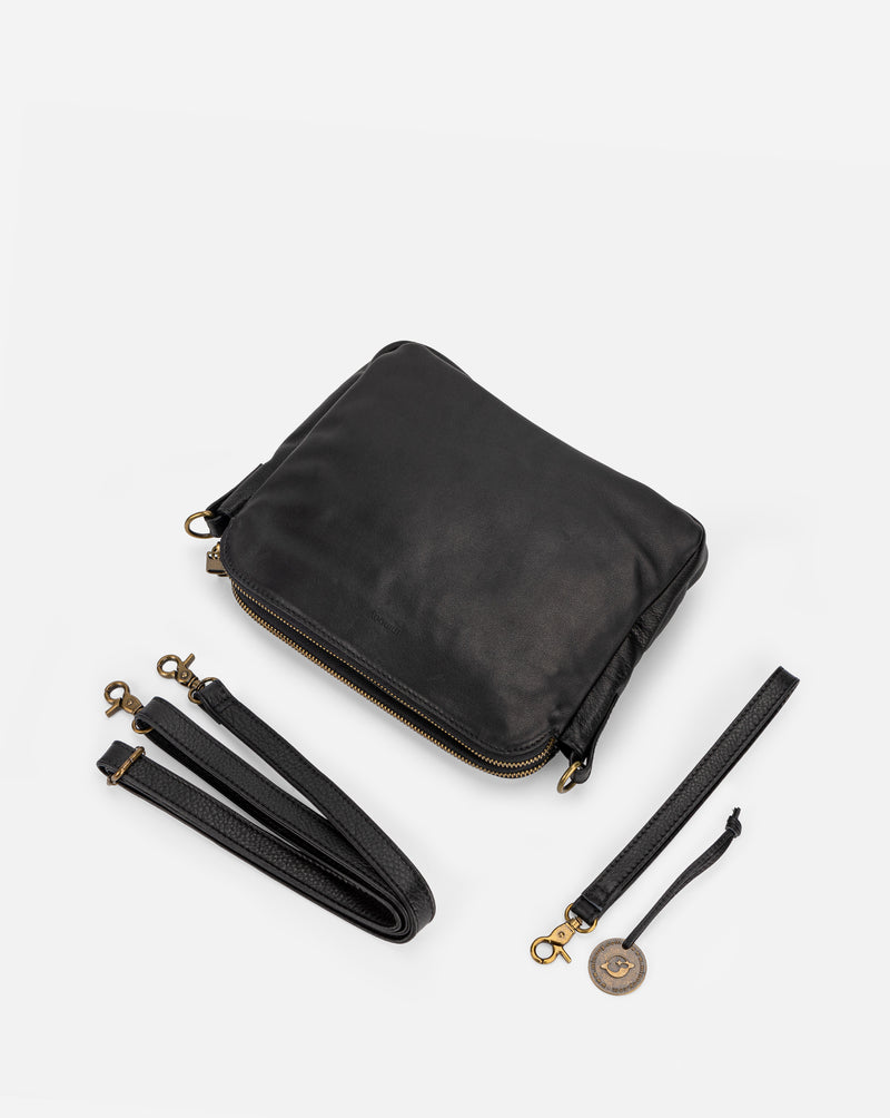 Flyrage Three-Layer Leather Crossbody Shoulder & Clutch Bag 2.1L