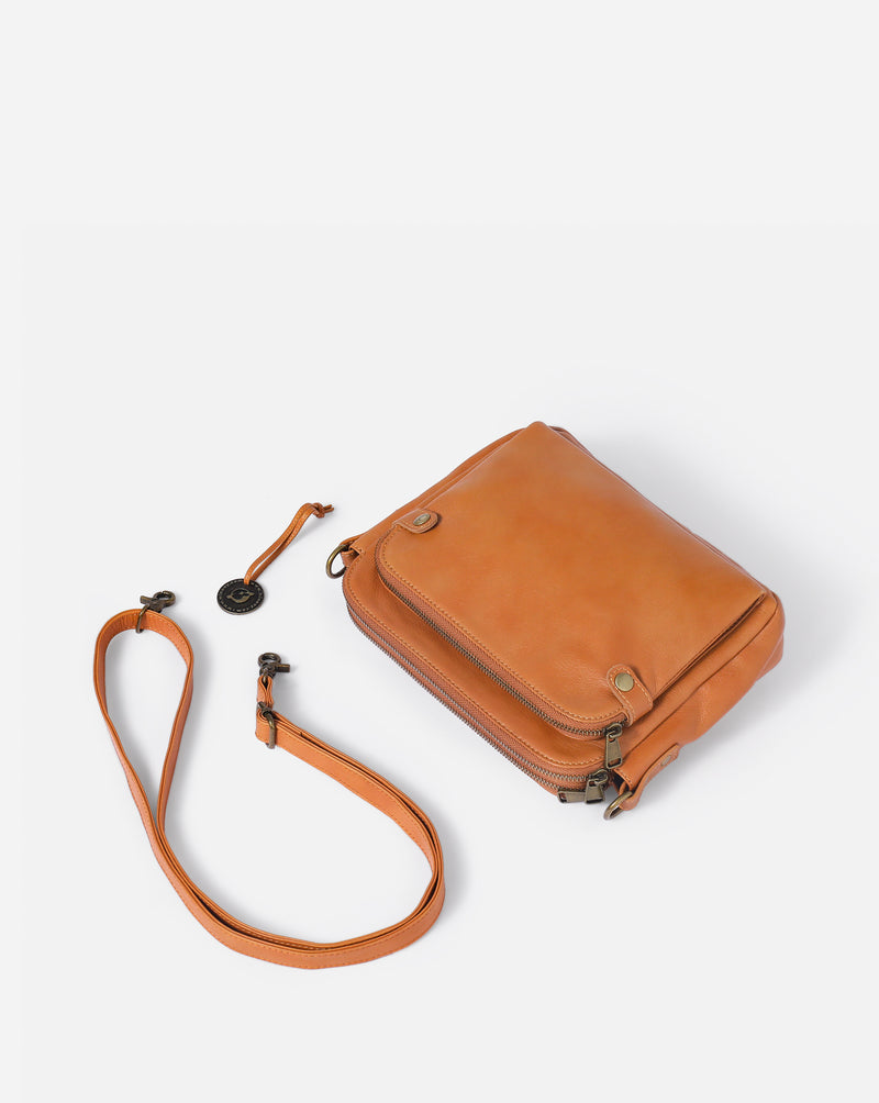 Flyrage Three-Layer Leather Crossbody Shoulder & Clutch Bag 2.1L