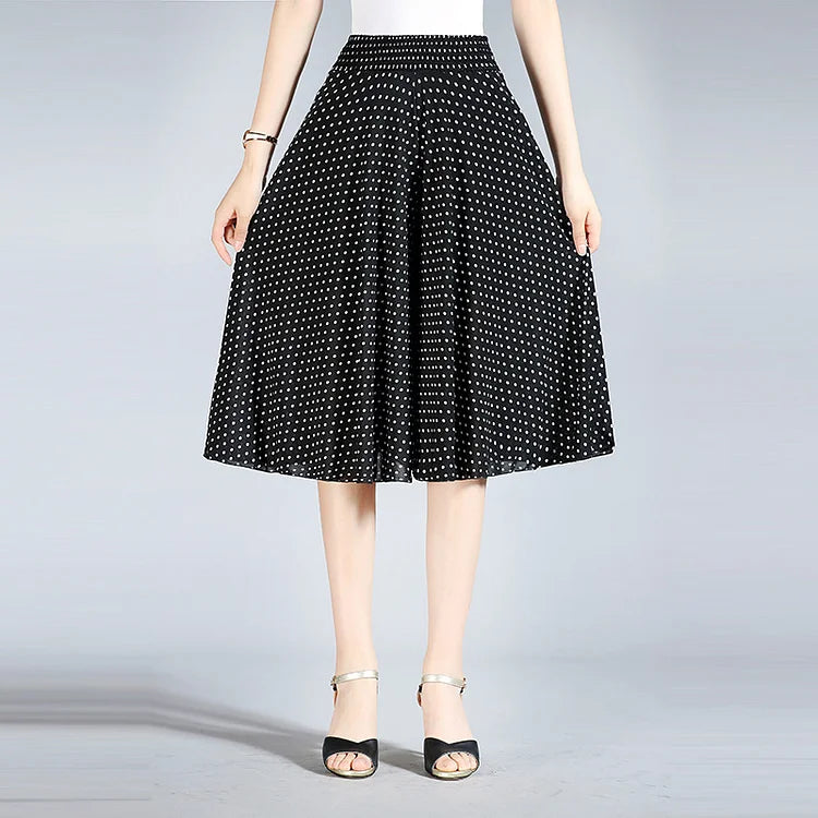hot-sale-45-off-womens-high-elastic-waist-pleated-chiffon-wide-leg-culottes