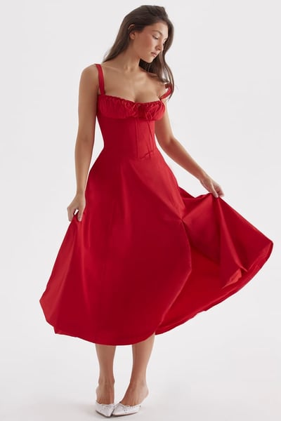 Square Neck Low Cut Sexy Slit Corset Dress