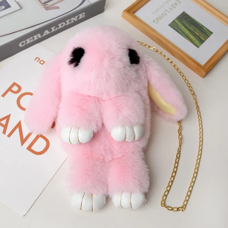 Trending Cute Fluffy Plush Rabbit Backpack – Soft & Lightweight Bag