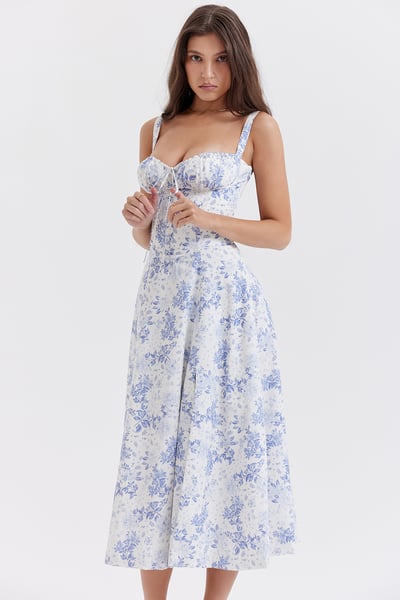 Square Neck Low Cut Sexy Slit Corset Dress