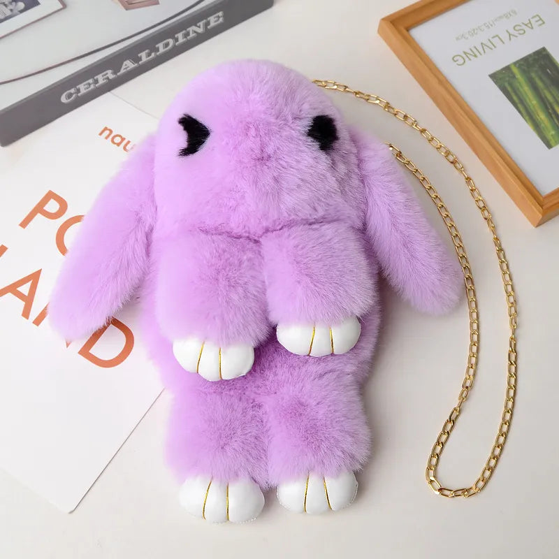 Trending Cute Fluffy Plush Rabbit Backpack – Soft & Lightweight Bag