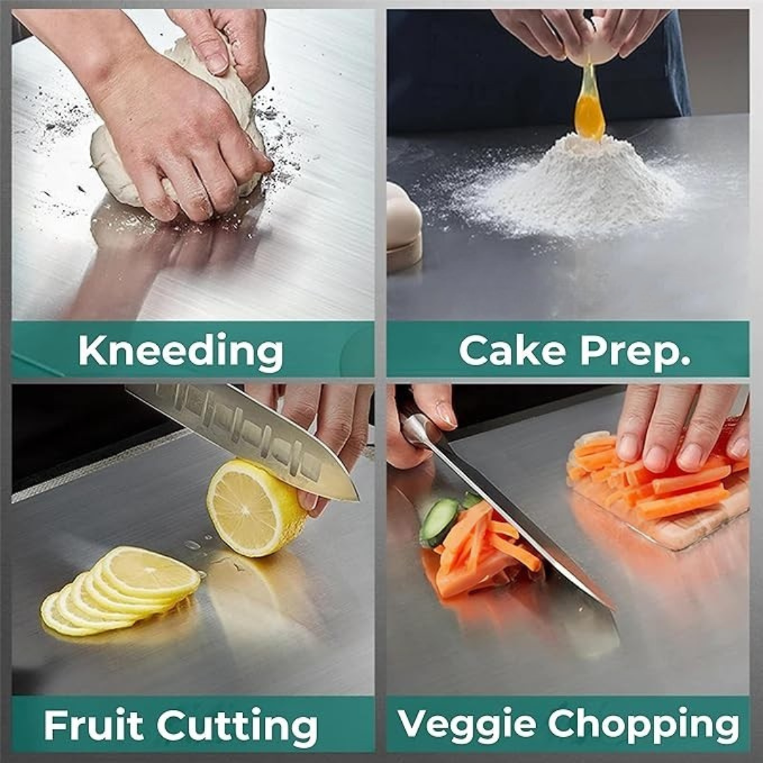Premium Stainless steel Kitchen Chopping Board with rolling Pin