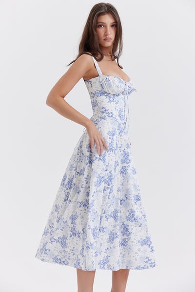 Square Neck Low Cut Sexy Slit Corset Dress