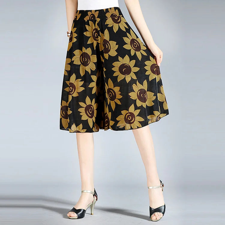 hot-sale-45-off-womens-high-elastic-waist-pleated-chiffon-wide-leg-culottes