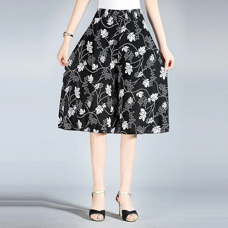hot-sale-45-off-womens-high-elastic-waist-pleated-chiffon-wide-leg-culottes