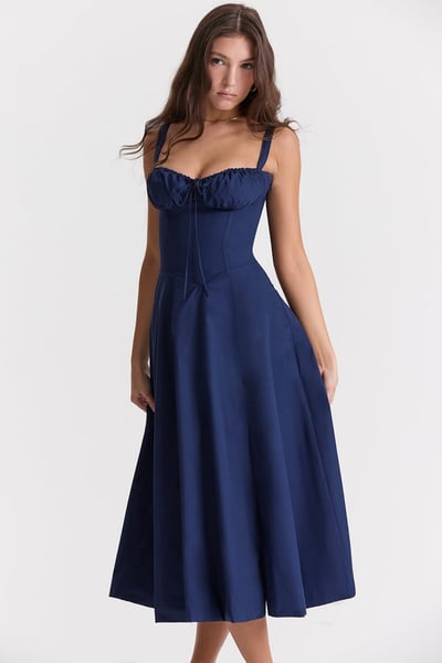 Square Neck Low Cut Sexy Slit Corset Dress