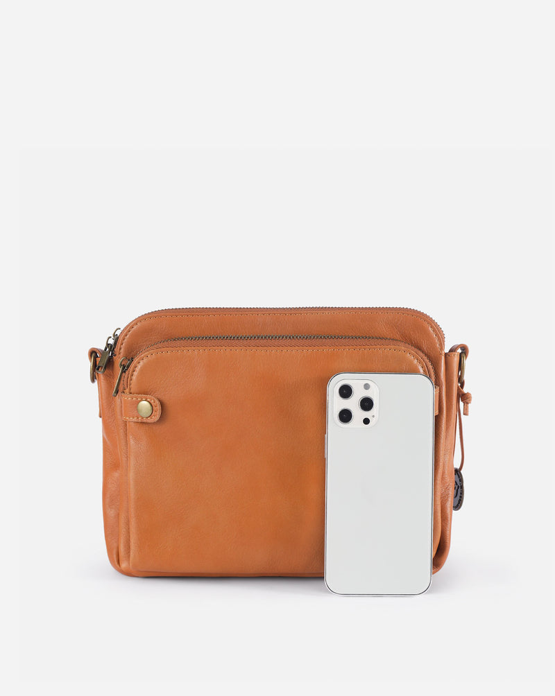 Flyrage Three-Layer Leather Crossbody Shoulder & Clutch Bag 2.1L