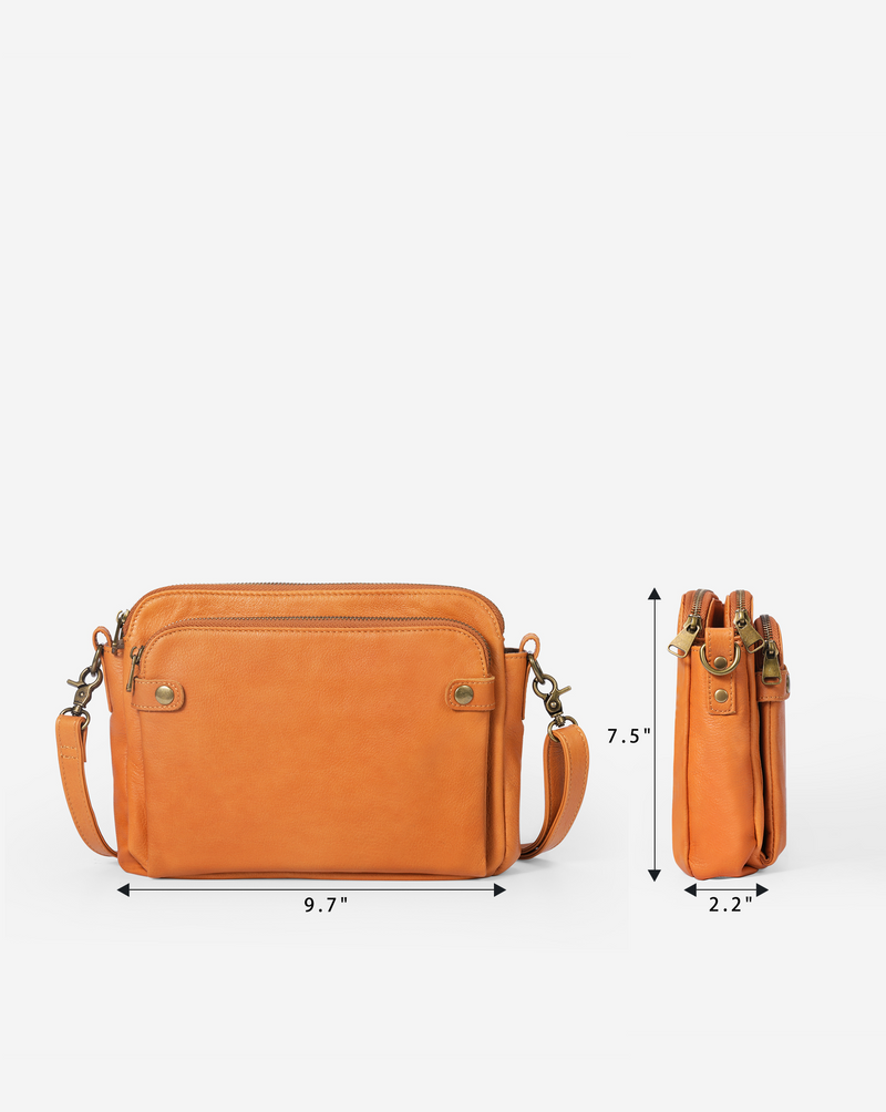 Flyrage Three-Layer Leather Crossbody Shoulder & Clutch Bag 2.1L