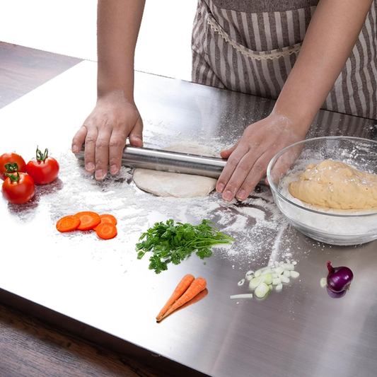 Premium Stainless steel Kitchen Chopping Board with rolling Pin